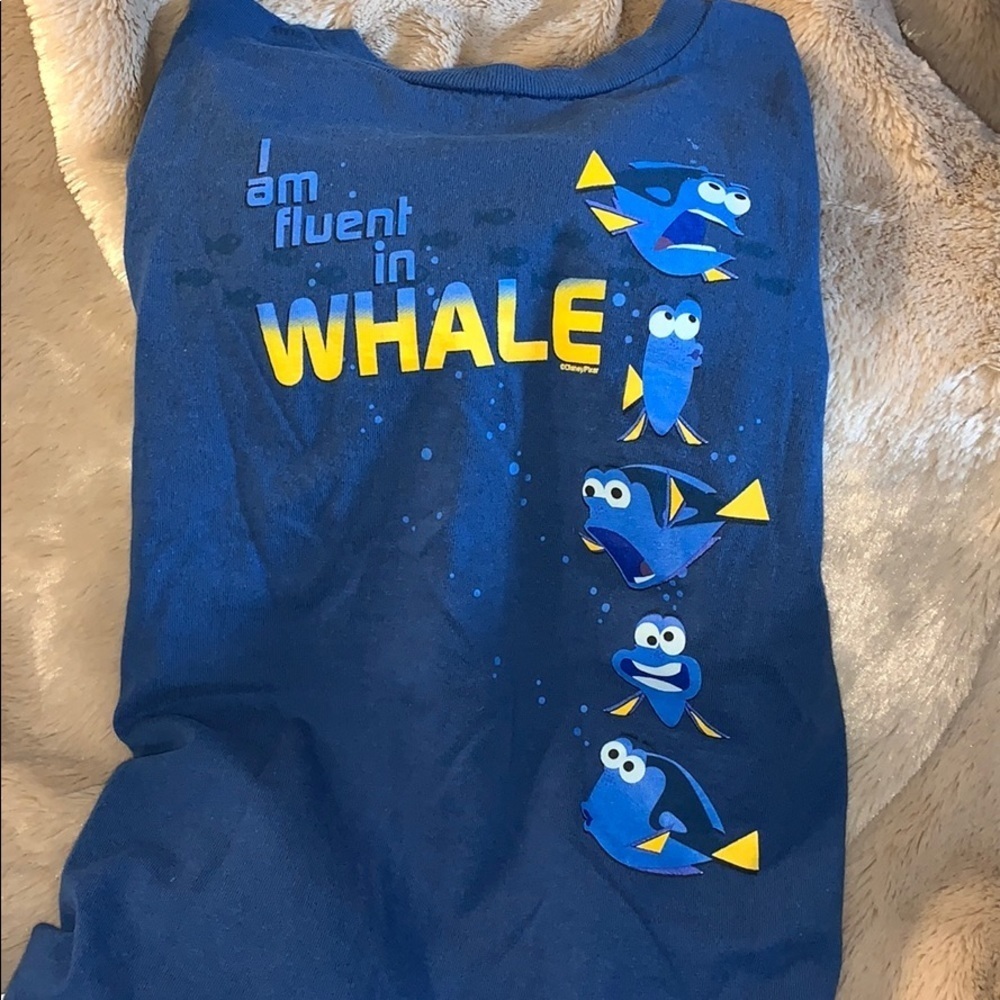 Disney “Fluent Whale” Cute Blue Shirt Sleeve Shirt